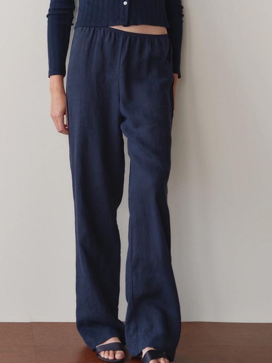 DONNI. Pants - DONNI Navy Linen Simple Pant size XXS